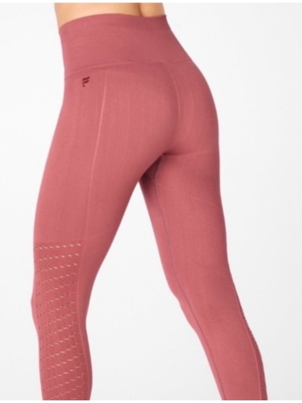 🧘🏻♀️ FABLETICS WOMENS SIZE XS SYNC HIGH WAISTED PINK PERFORATED 7/8 LEGGINGS